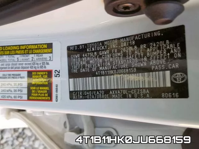 4T1B11HK0JU668159 фото 2