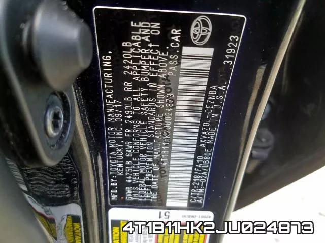 4T1B11HK2JU024873 фото 2