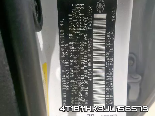 4T1B11HK3JU156573 фото 2