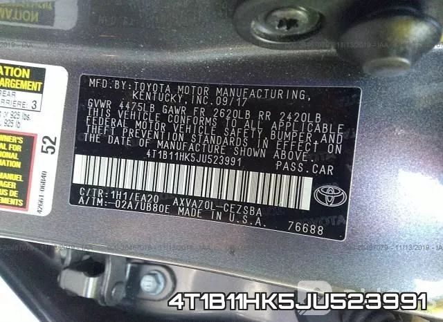 4T1B11HK5JU523991 фото 10