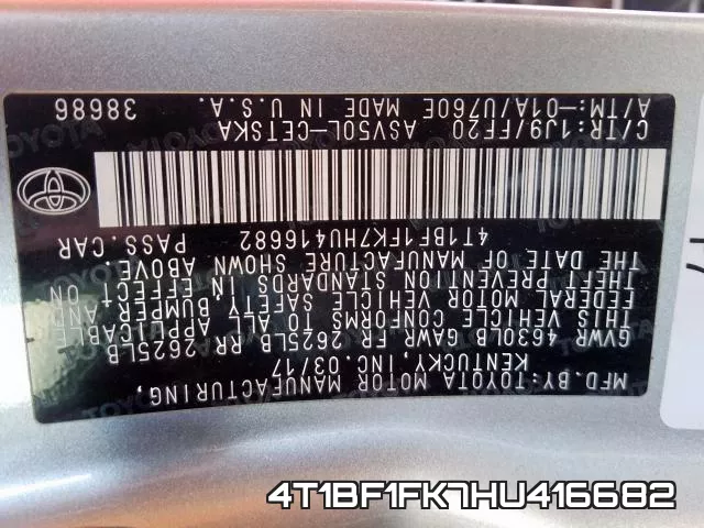 4T1BF1FK7HU416682 фото 2