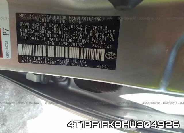 4T1BF1FK8HU304926 фото 10