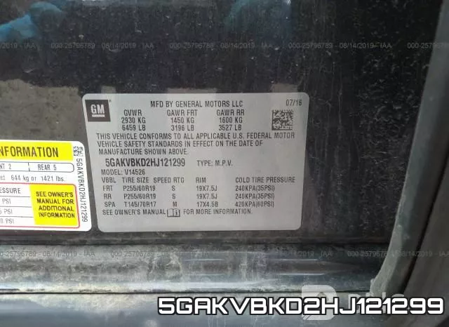 5GAKVBKD2HJ121299 фото 10