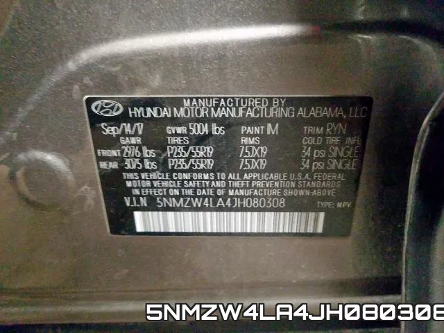 5NMZW4LA4JH080308 фото 2