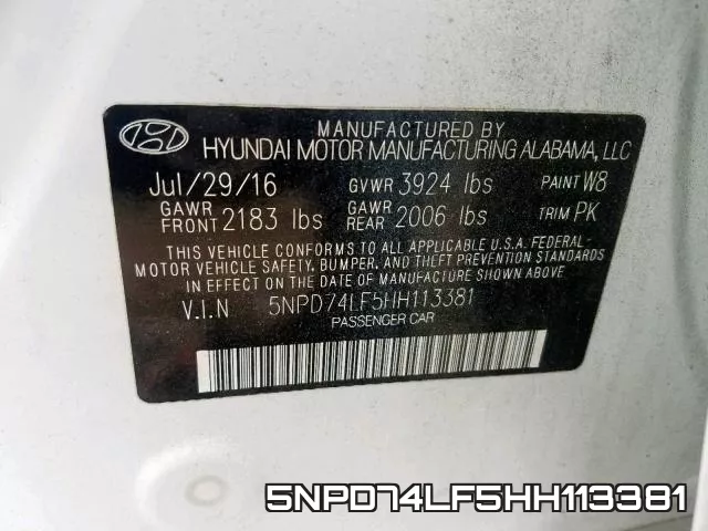 5NPD74LF5HH113381 фото 2
