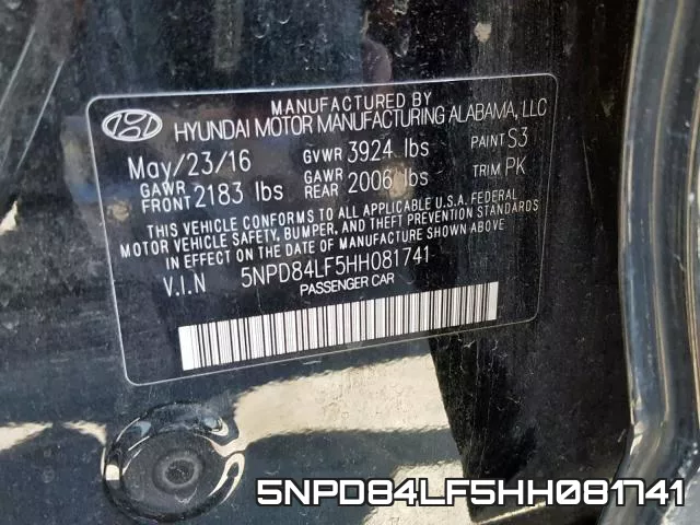5NPD84LF5HH081741 фото 2