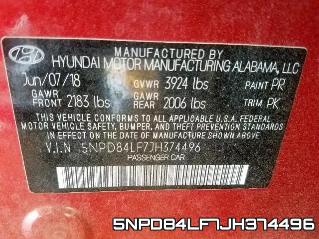 5NPD84LF7JH374496 фото 2