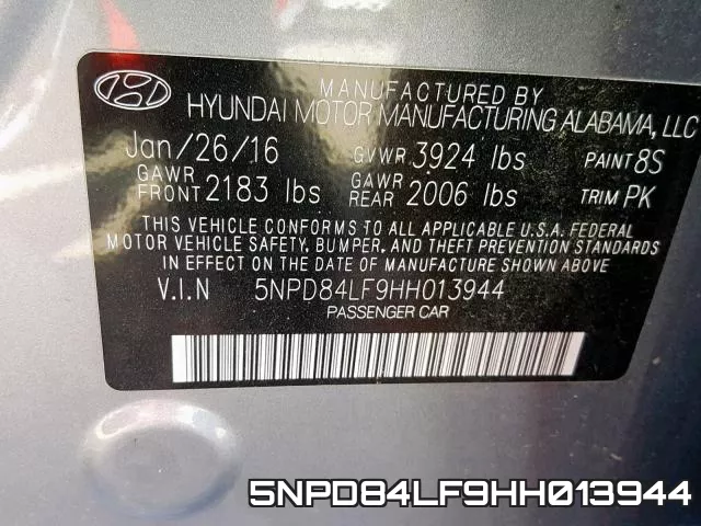 5NPD84LF9HH013944 фото 2