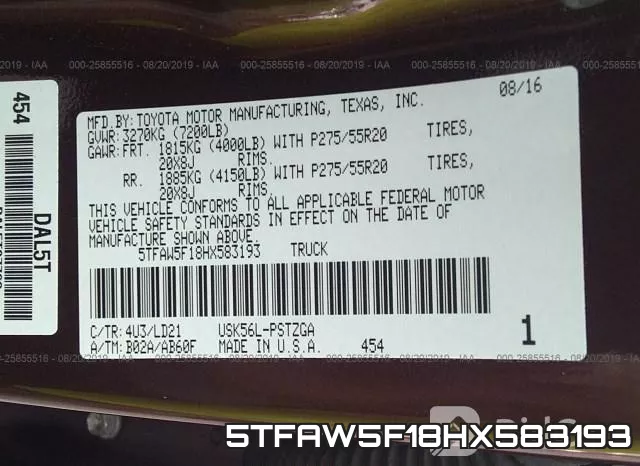 5TFAW5F18HX583193 фото 10