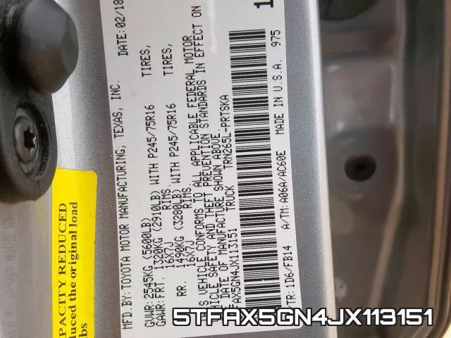 5TFAX5GN4JX113151 фото 2