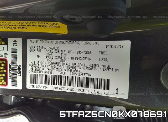 5TFAZ5CN0KX078691 фото 10