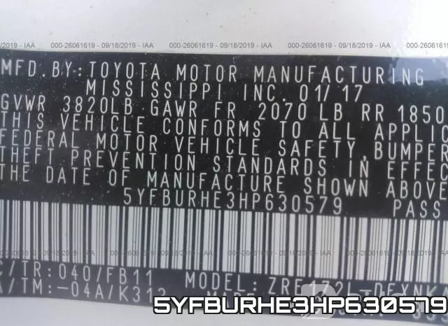 5YFBURHE3HP630579 фото 10