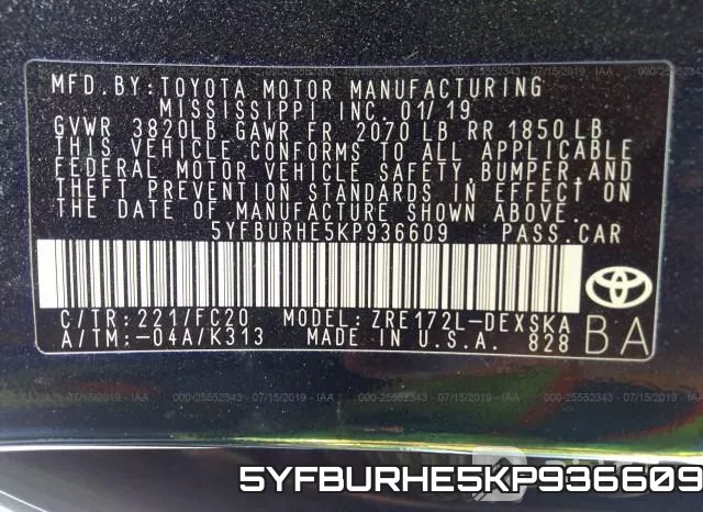 5YFBURHE5KP936609 фото 10
