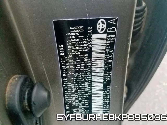5YFBURHE8KP895036 фото 2