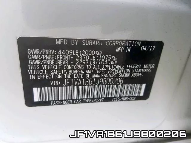 JF1VA1B61J9800206 фото 2