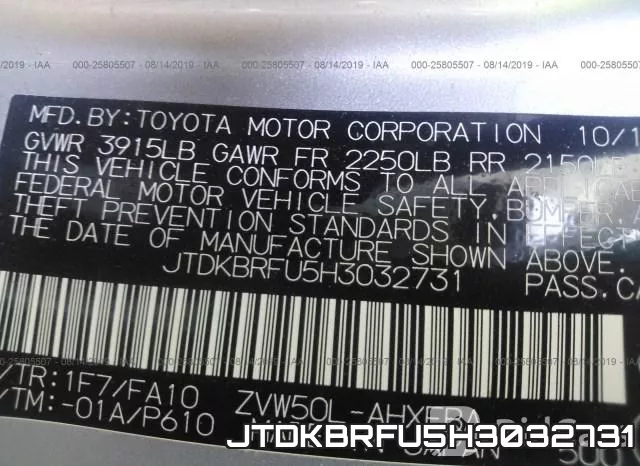 JTDKBRFU5H3032731 фото 10