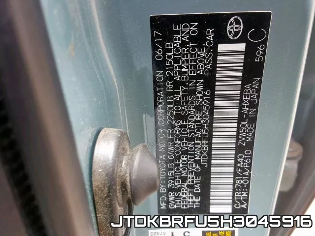 JTDKBRFU5H3045916 фото 2