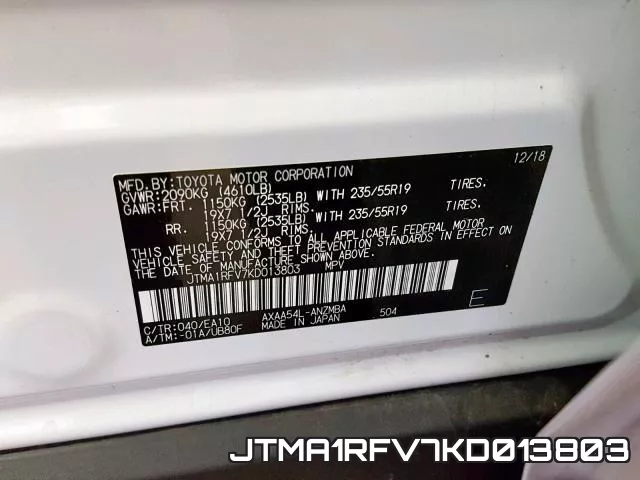 JTMA1RFV7KD013803 фото 2