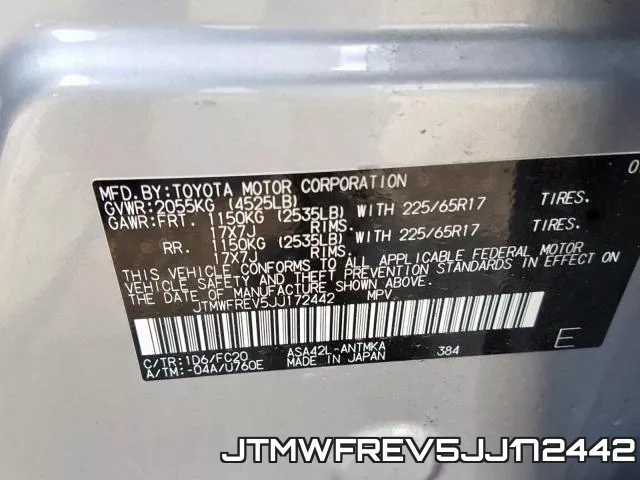 JTMWFREV5JJ172442 фото 2