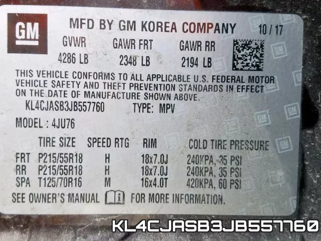 KL4CJASB3JB557760 фото 2