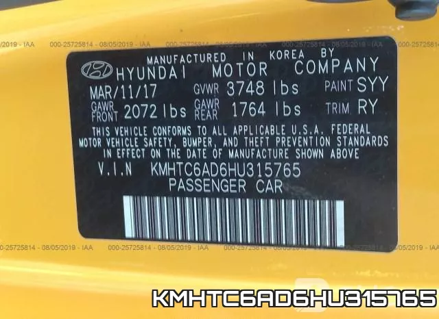KMHTC6AD6HU315765 фото 9