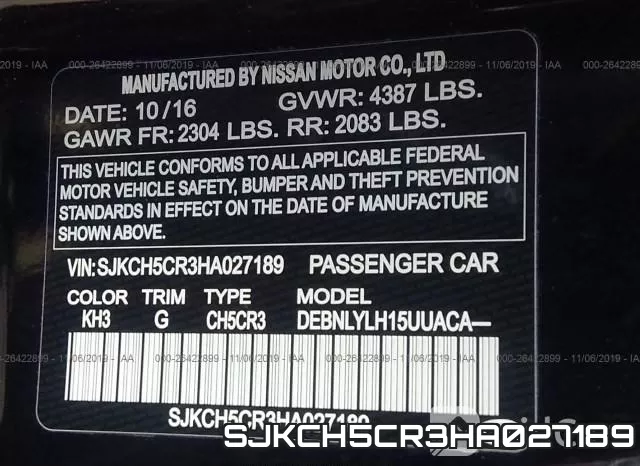 SJKCH5CR3HA027189 фото 10