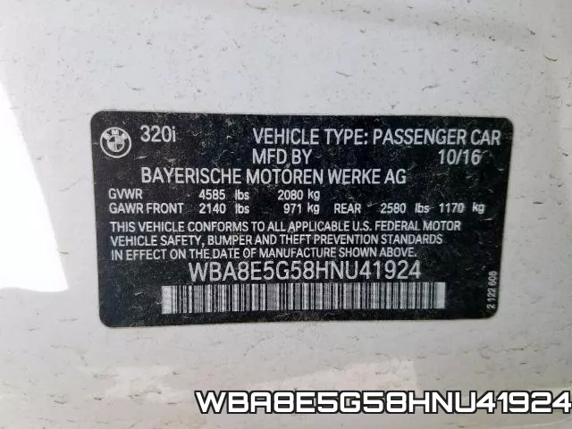 WBA8E5G58HNU41924 фото 2
