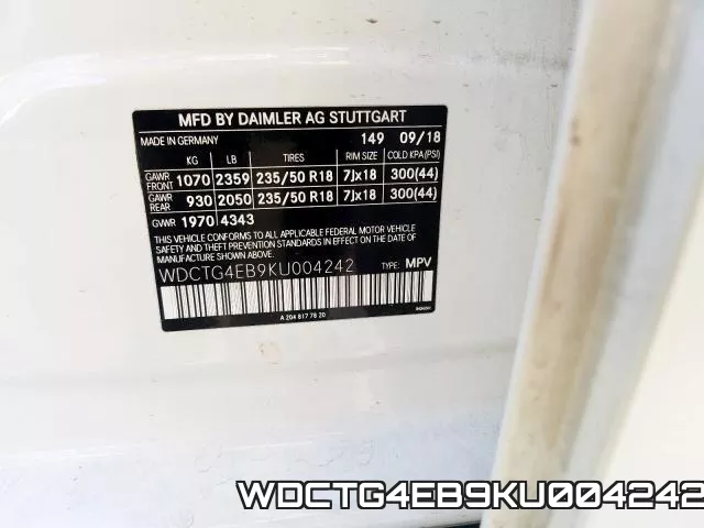 WDCTG4EB9KU004242 фото 2