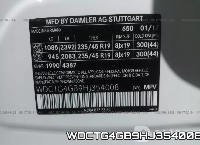 WDCTG4GB9HJ354008 фото 10
