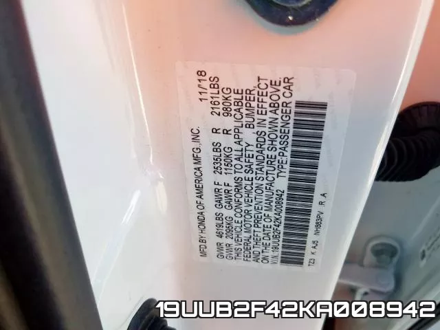 19UUB2F42KA008942 фото 2