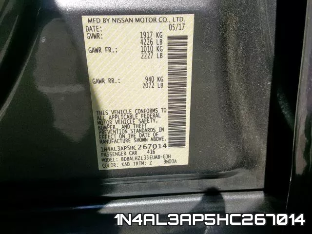 1N4AL3AP5HC267014 фото 2
