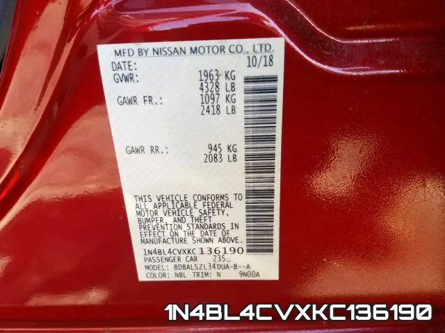 1N4BL4CVXKC136190 фото 2