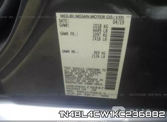 1N4BL4CW1KC236882 фото 10