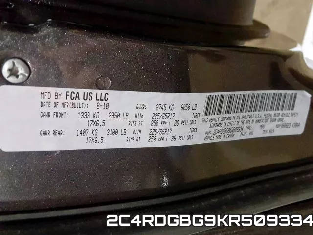 2C4RDGBG9KR509334 фото 2