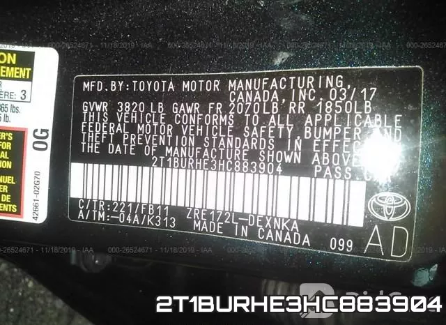 2T1BURHE3HC883904 фото 10