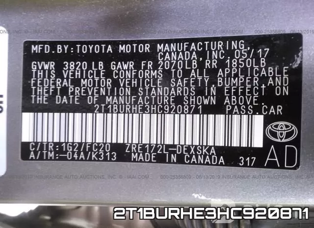 2T1BURHE3HC920871 фото 10