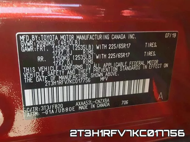 2T3H1RFV7KC017756 фото 2