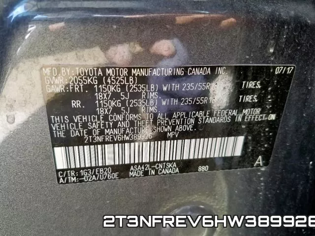 2T3NFREV6HW389926 фото 2