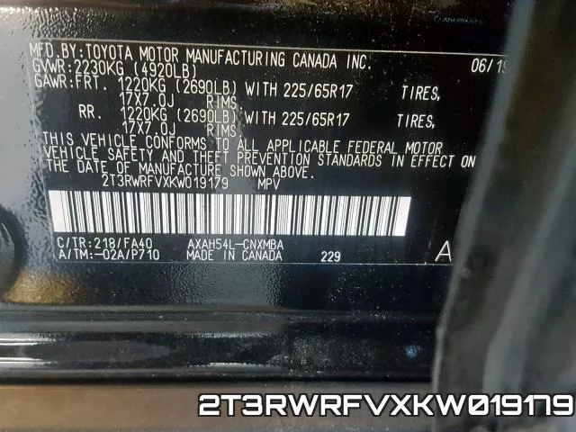 2T3RWRFVXKW019179 фото 2