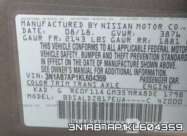 3N1AB7AP1KL604359 фото 10