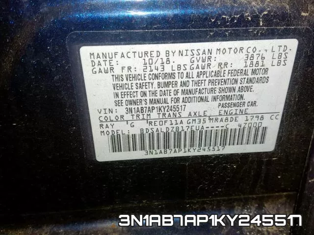 3N1AB7AP1KY245517 фото 2