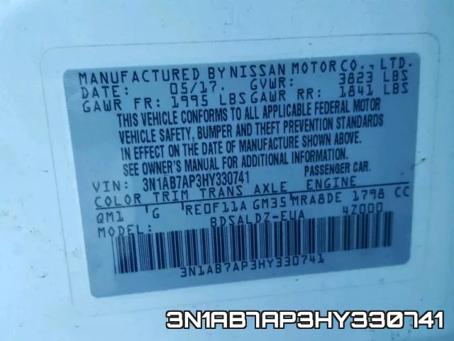 3N1AB7AP3HY330741 фото 2