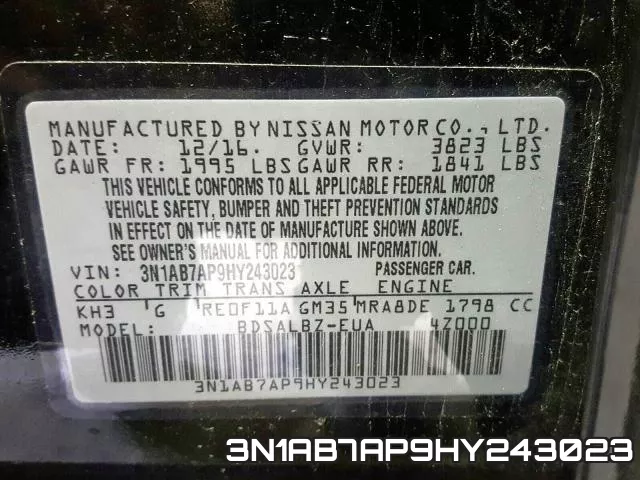 3N1AB7AP9HY243023 фото 2
