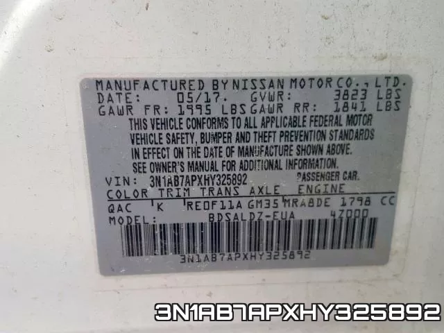 3N1AB7APXHY325892 фото 2
