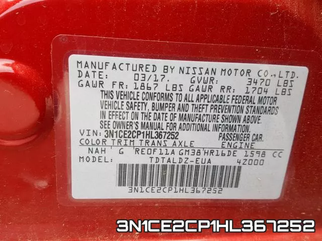 3N1CE2CP1HL367252 фото 2