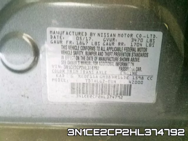 3N1CE2CP2HL374792 фото 2
