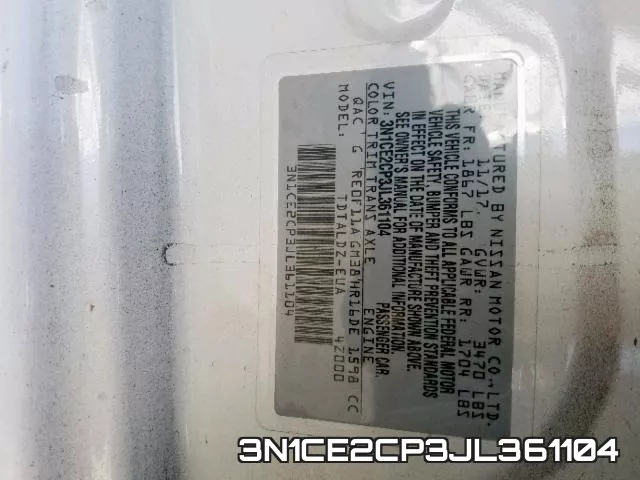 3N1CE2CP3JL361104 фото 2