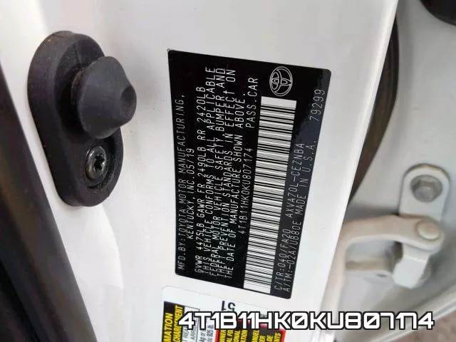4T1B11HK0KU807174 фото 2