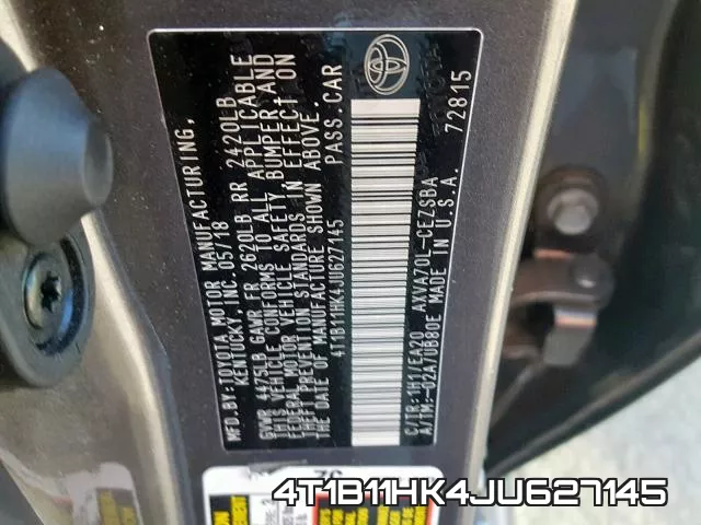 4T1B11HK4JU627145 фото 2