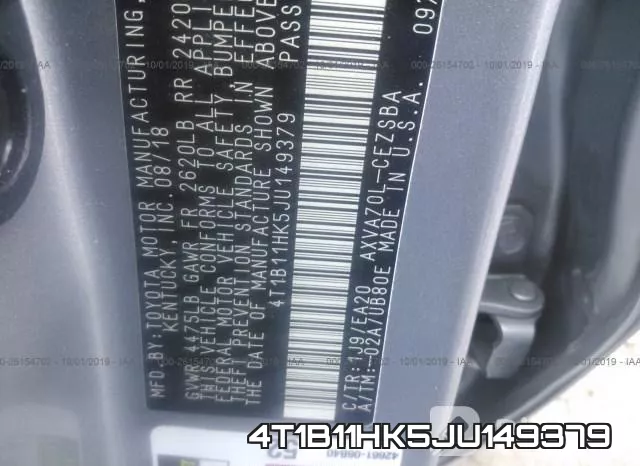 4T1B11HK5JU149379 фото 10